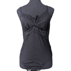 Forever 21 Black Lace Trim Bodysuit - Y2K / Grunge Aesthetic L